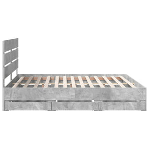 Σκελετός Κρεβατιού Σκυρόδεμα Γκρι 180 x 200 cm Μηχανήματος Ξύλο