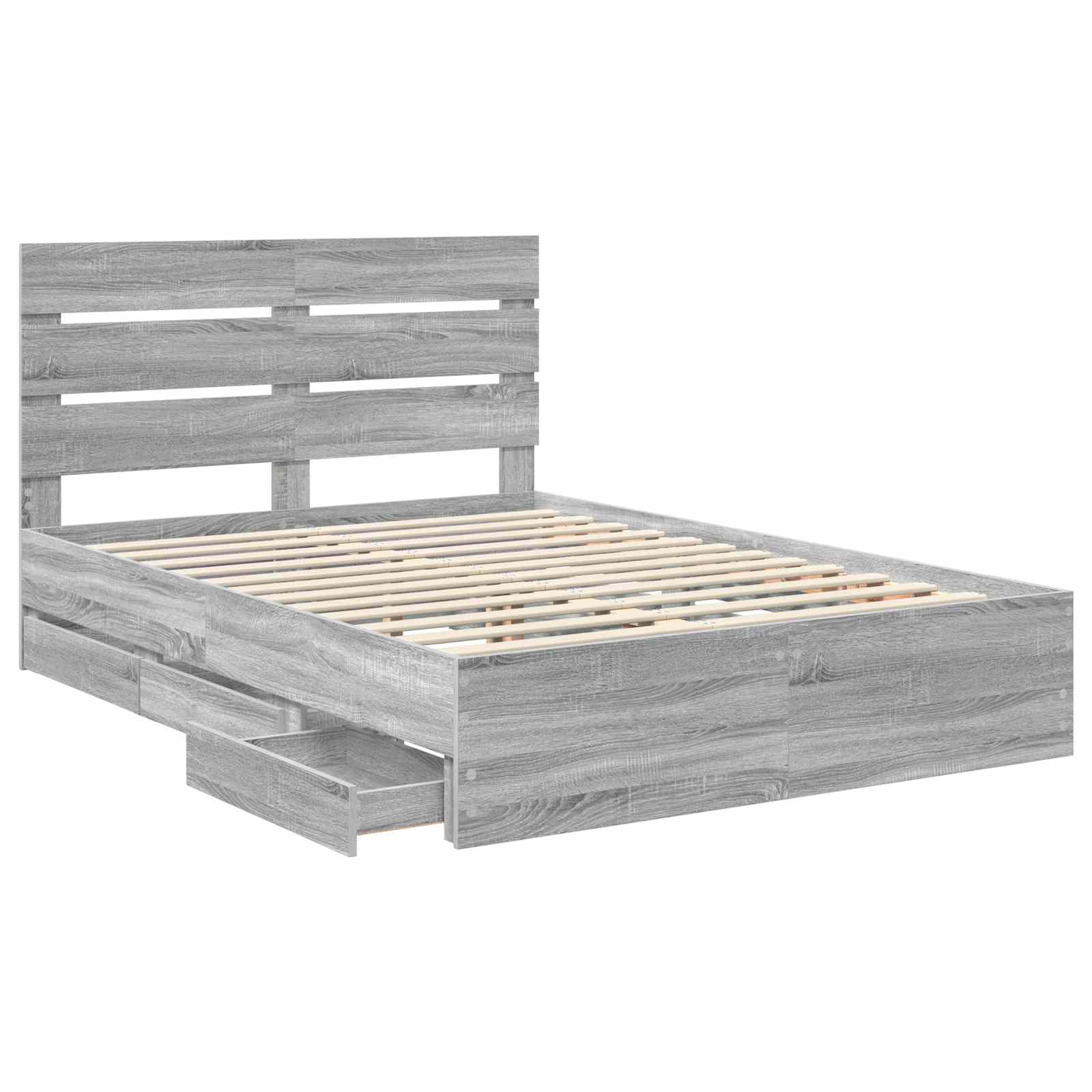 Σκελετός Κρεβατιού Γκρίζο Σονομα 160 x 200 cm Μηχανήματος Ξύλο