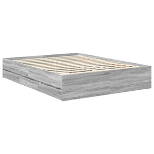 Σκελετός Κρεβατιού Γκρίζο Σονομα 150 x 200 cm Μηχανήματος Ξύλο
