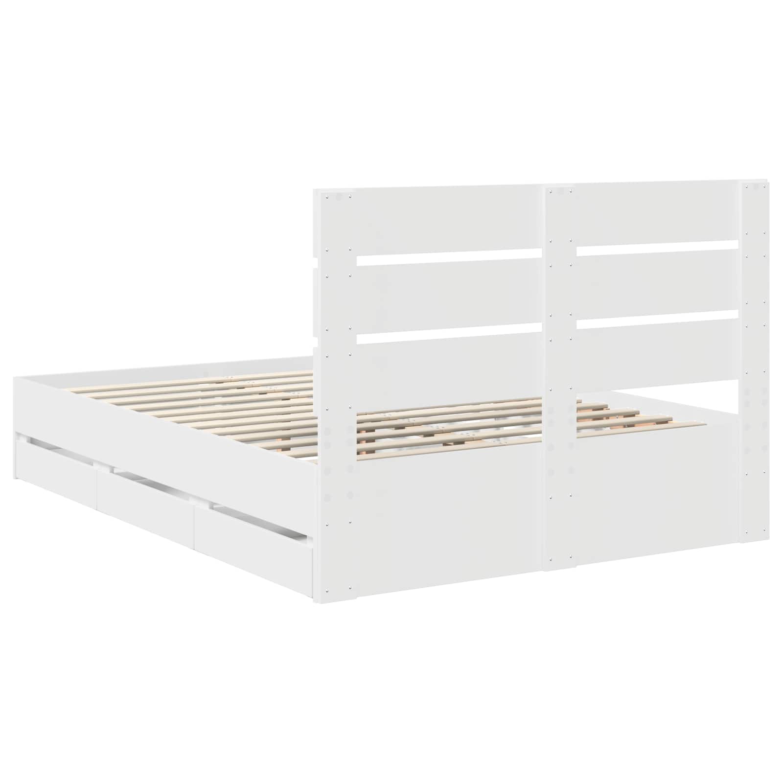 Σκελετός Κρεβατιού Λευκό 140 x 200 cm Μηχανήματος Ξύλο