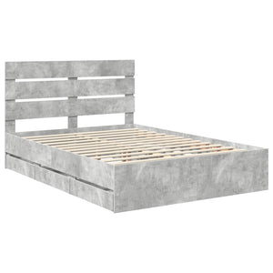 Σκελετός Κρεβατιού Σκυρόδεμα Γκρι 140 x 190 cm Μηχανήματος Ξύλο