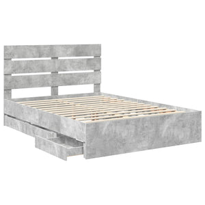 Σκελετός Κρεβατιού Σκυρόδεμα Γκρι 140 x 190 cm Μηχανήματος Ξύλο