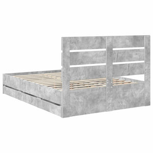 Σκελετός Κρεβατιού Σκυρόδεμα Γκρι 140 x 190 cm Μηχανήματος Ξύλο