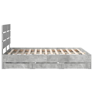Σκελετός Κρεβατιού Σκυρόδεμα Γκρι 140 x 190 cm Μηχανήματος Ξύλο