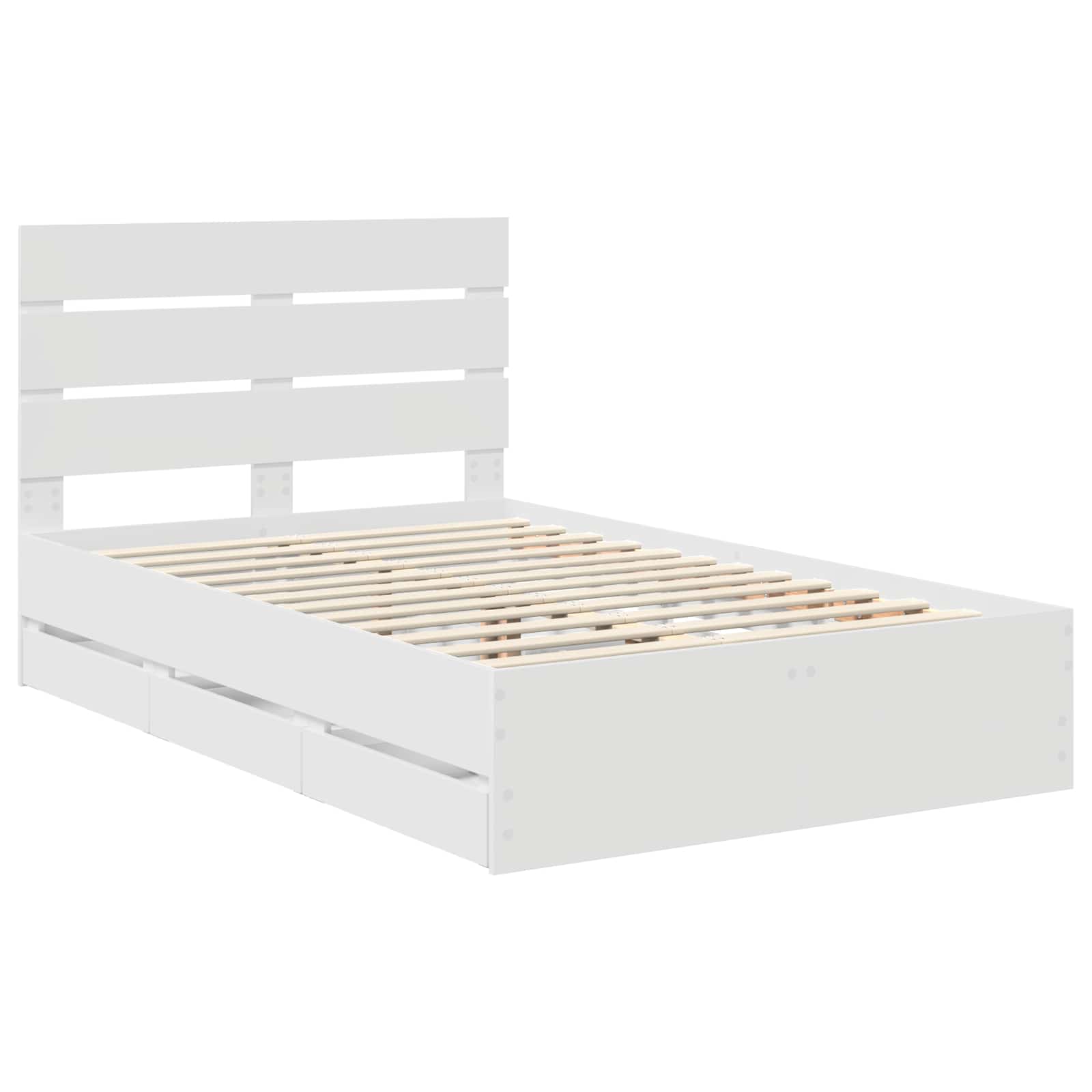 Σκελετός Κρεβατιού Λευκό 135 x 190 cm Μηχανήματος Ξύλο - Pakobazaar