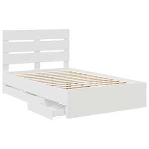 Σκελετός Κρεβατιού Λευκό 135 x 190 cm Μηχανήματος Ξύλο - Pakobazaar