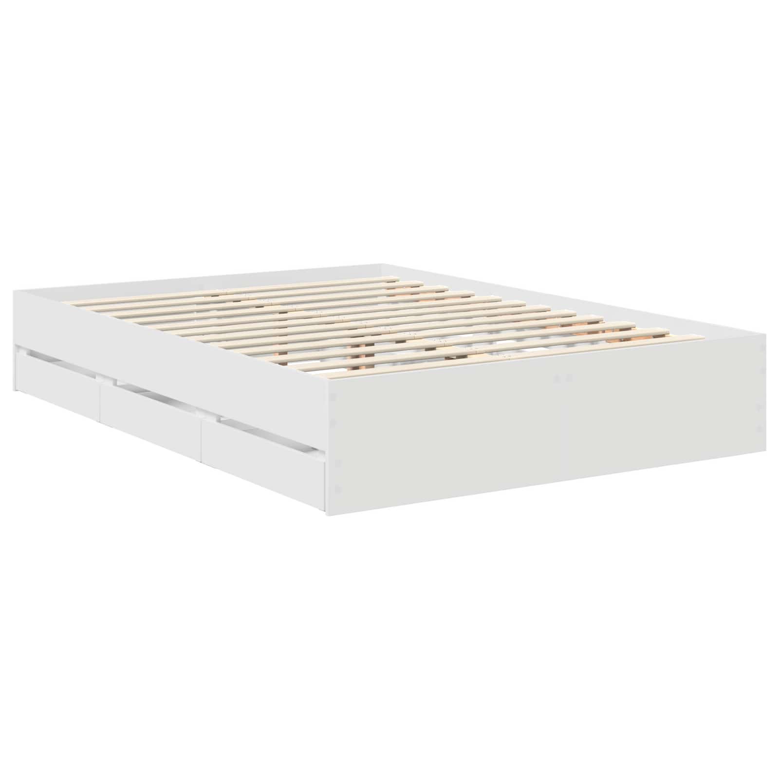 Σκελετός Κρεβατιού Λευκό 135 x 190 cm Μηχανήματος Ξύλο - Pakobazaar