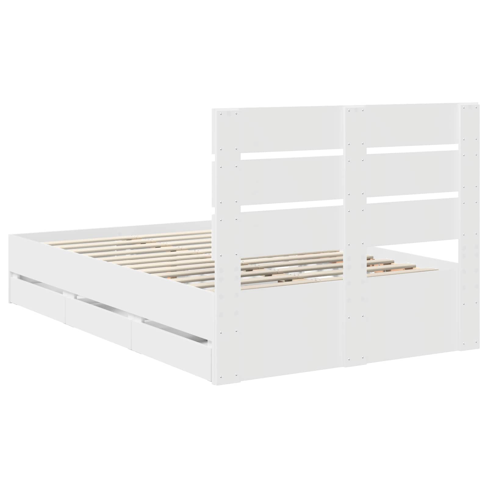 Σκελετός Κρεβατιού Λευκό 135 x 190 cm Μηχανήματος Ξύλο - Pakobazaar