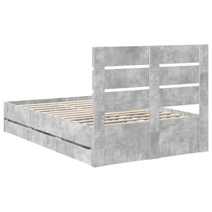Σκελετός Κρεβατιού Σκυρόδεμα Γκρι 135 x 190 cm Μηχανήματος Ξύλο