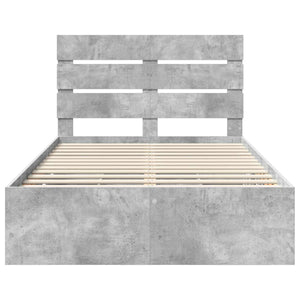 Σκελετός Κρεβατιού Σκυρόδεμα Γκρι 135 x 190 cm Μηχανήματος Ξύλο