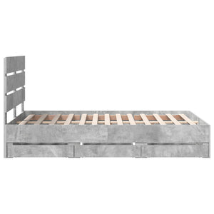Σκελετός Κρεβατιού Σκυρόδεμα Γκρι 135 x 190 cm Μηχανήματος Ξύλο