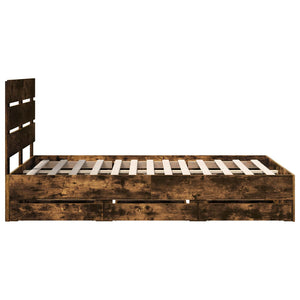Σκελετός Κρεβατιού Καπνιστό Δρύς 135 x 190 cm Μηχανήματος Ξύλο
