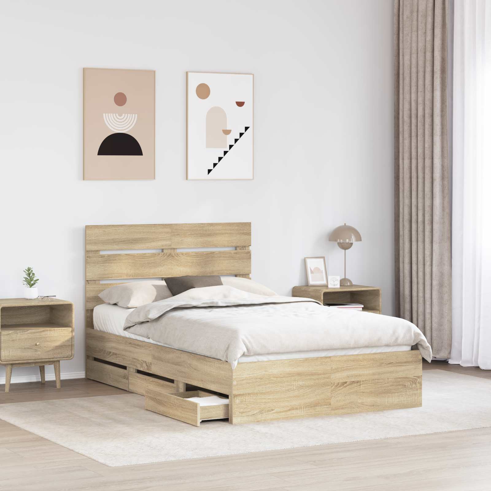 Σκελετός Κρεβατιού Δρύς Sonoma 120 x 190 cm Μηχανήματος Ξύλο