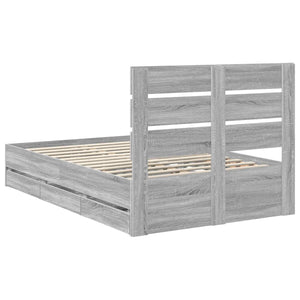 Σκελετός Κρεβατιού Γκρίζο Σονομα 120 x 190 cm Μηχανήματος Ξύλο