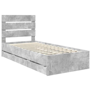Σκελετός Κρεβατιού Σκυρόδεμα Γκρι 90 x 190 cm Μηχανήματος Ξύλο
