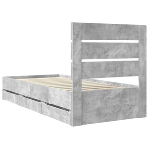 Σκελετός Κρεβατιού Σκυρόδεμα Γκρι 90 x 190 cm Μηχανήματος Ξύλο