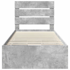 Σκελετός Κρεβατιού Σκυρόδεμα Γκρι 90 x 190 cm Μηχανήματος Ξύλο