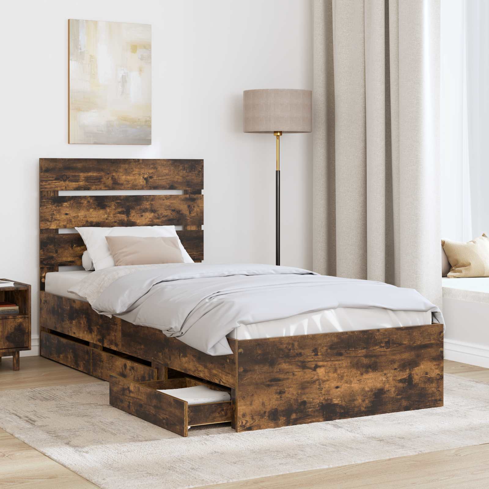 Σκελετός Κρεβατιού Καπνιστό Δρύς 90 x 190 cm Μηχανήματος Ξύλο