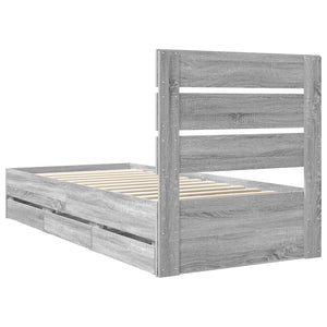Σκελετός Κρεβατιού Γκρίζο Σονομα 90 x 190 cm Μηχανήματος Ξύλο