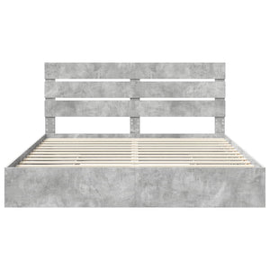 Κρεβάτι Αποθήκης Σκυρόδεμα Γκρι 200 x 200 cm Επεξεργασμένο Ξύλο