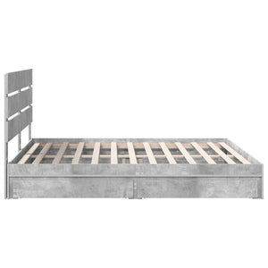 Κρεβάτι Αποθήκης Σκυρόδεμα Γκρι 200 x 200 cm Επεξεργασμένο Ξύλο