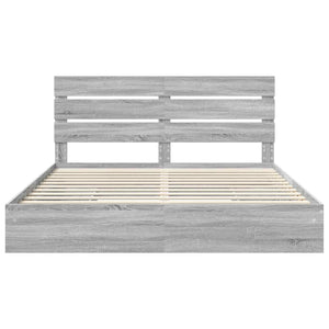 Κρεβάτι Αποθήκης Γκρίζο Σονομα 200 x 200 cm Επεξεργασμένο Ξύλο