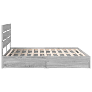 Κρεβάτι Αποθήκης Γκρίζο Σονομα 200 x 200 cm Επεξεργασμένο Ξύλο