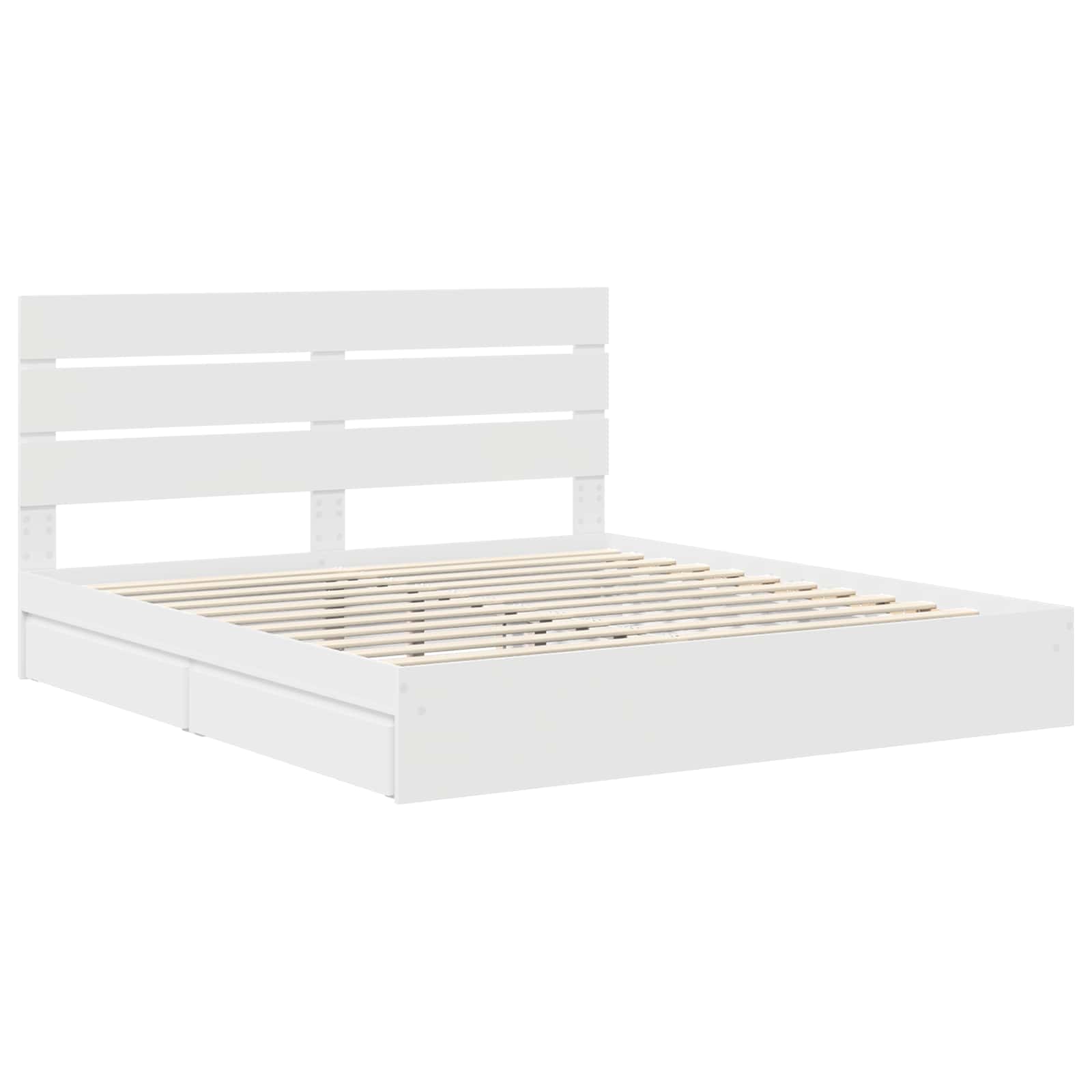 Κρεβάτι Αποθήκης Λευκό 180 x 200 cm Επεξεργασμένο ξύλο