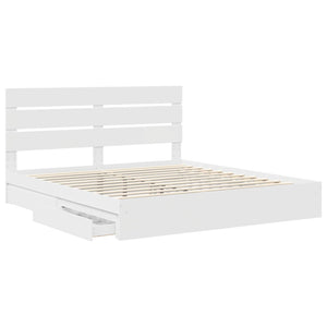 Κρεβάτι Αποθήκης Λευκό 180 x 200 cm Επεξεργασμένο Ξύλο