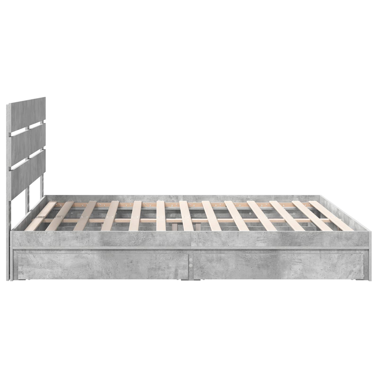 Κρεβάτι Αποθήκης Σκυρόδεμα Γκρι 180 x 200 cm Επεξεργασμένο ξύλο - Pakobazaar