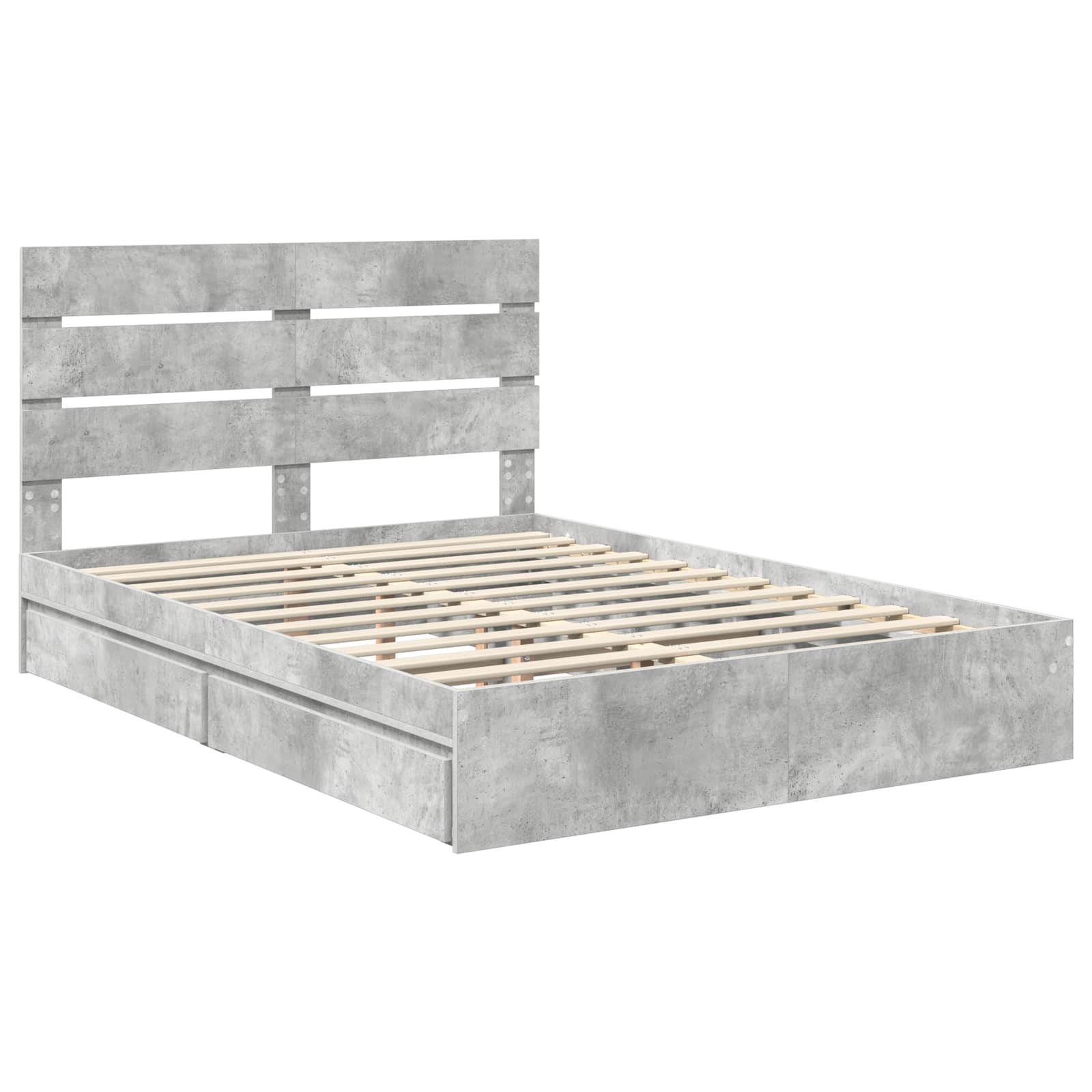 Κρεβάτι Αποθήκης Σκυρόδεμα Γκρι 150 x 200 cm Επεξεργασμένο ξύλο