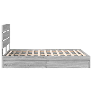 Κρεβάτι Αποθήκης Γκρίζο Σονομα 150 x 200 cm Επεξεργασμένο Ξύλο