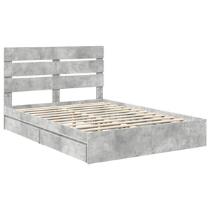 Κρεβάτι Αποθήκης Σκυρόδεμα Γκρι 140 x 190 cm Επεξεργασμένο Ξύλο - Pakobazaar