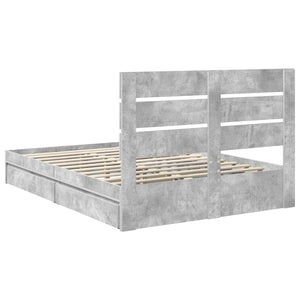 Κρεβάτι Αποθήκης Σκυρόδεμα Γκρι 140 x 190 cm Επεξεργασμένο Ξύλο - Pakobazaar