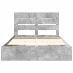 Κρεβάτι Αποθήκης Σκυρόδεμα Γκρι 140 x 190 cm Επεξεργασμένο Ξύλο - Pakobazaar