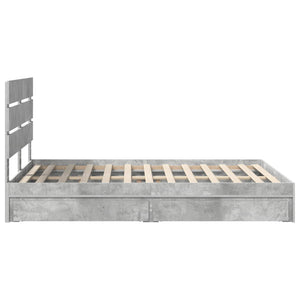 Κρεβάτι Αποθήκης Σκυρόδεμα Γκρι 140 x 190 cm Επεξεργασμένο Ξύλο - Pakobazaar