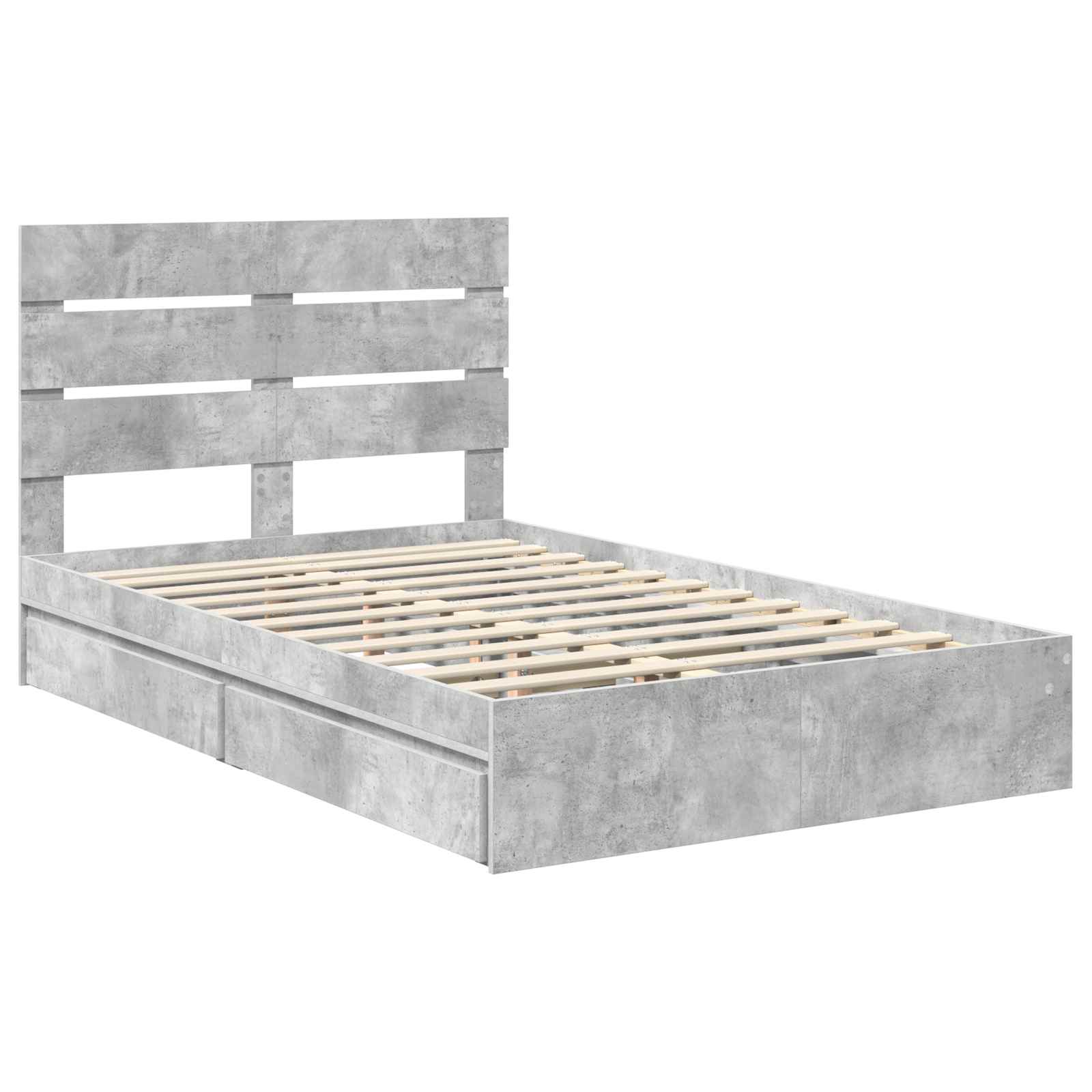 Κρεβάτι Αποθήκης Σκυρόδεμα Γκρι 135 x 190 cm Επεξεργασμένο ξύλο