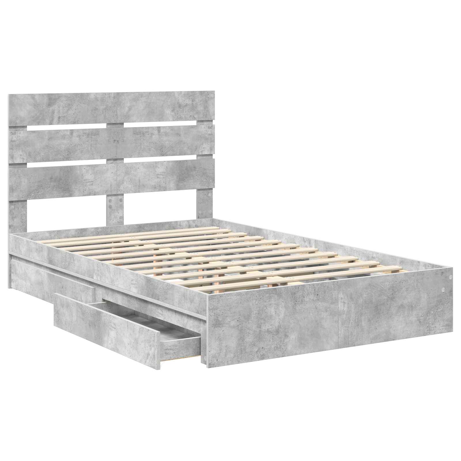 Κρεβάτι Αποθήκης Σκυρόδεμα Γκρι 135 x 190 cm Επεξεργασμένο ξύλο