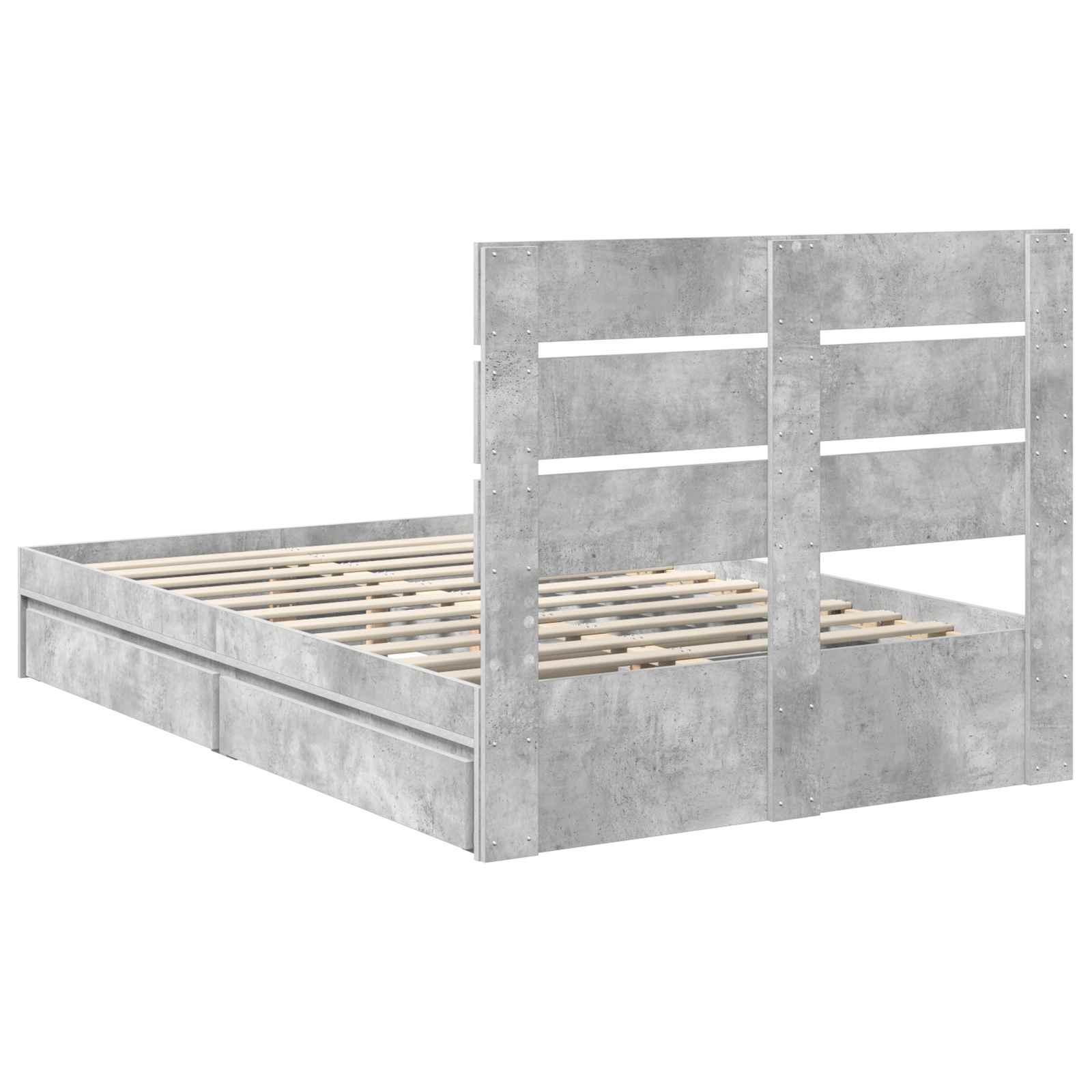 Κρεβάτι Αποθήκης Σκυρόδεμα Γκρι 135 x 190 cm Επεξεργασμένο ξύλο