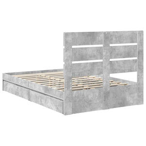 Κρεβάτι Αποθήκης Σκυρόδεμα Γκρι 135 x 190 cm Επεξεργασμένο Ξύλο