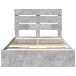Κρεβάτι Αποθήκης Σκυρόδεμα Γκρι 135 x 190 cm Επεξεργασμένο Ξύλο