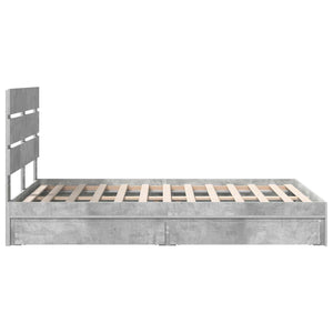 Κρεβάτι Αποθήκης Σκυρόδεμα Γκρι 135 x 190 cm Επεξεργασμένο Ξύλο