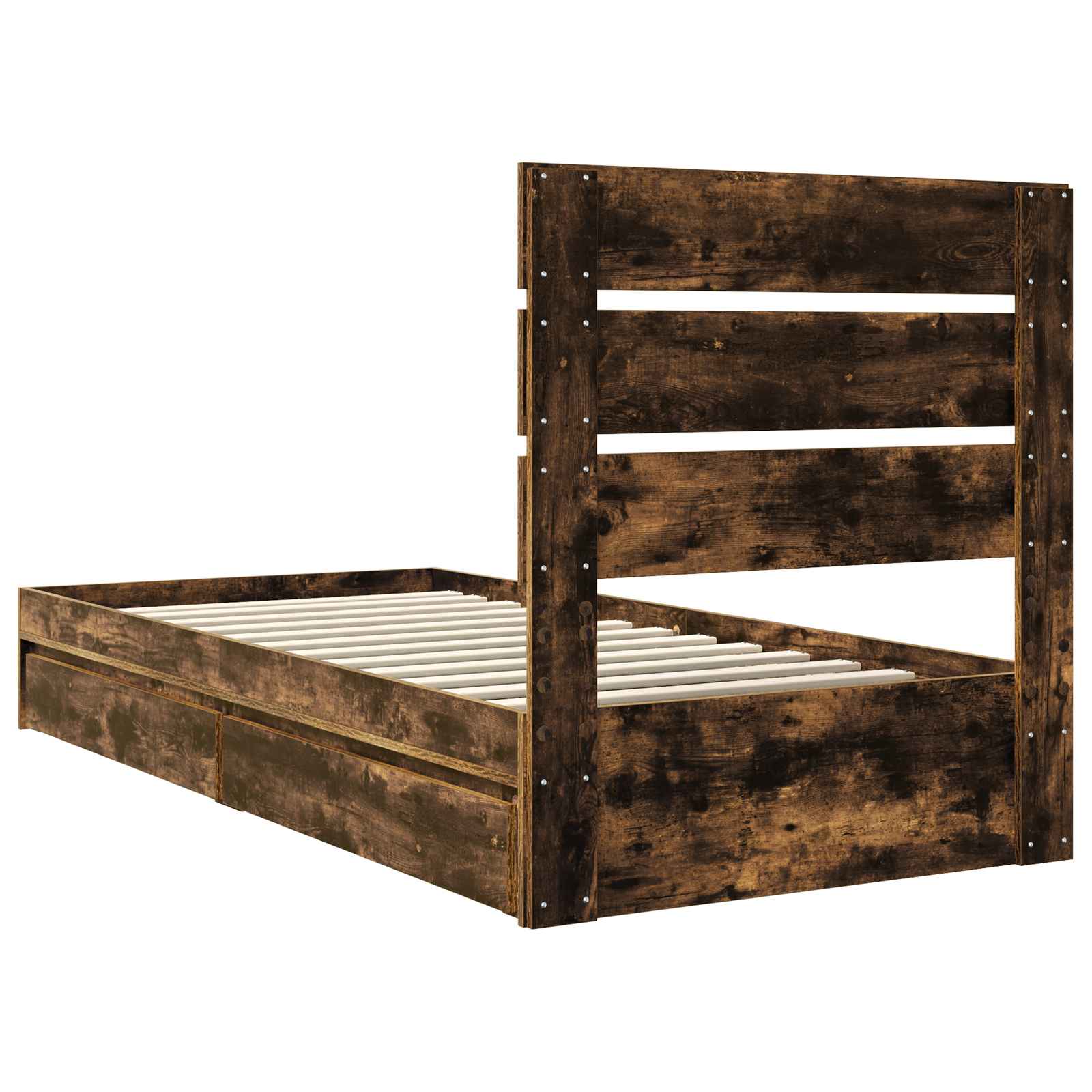 Κρεβάτι Αποθήκης Καπνιστό Δρύς 90 x 190 cm Επεξεργασμένο ξύλο