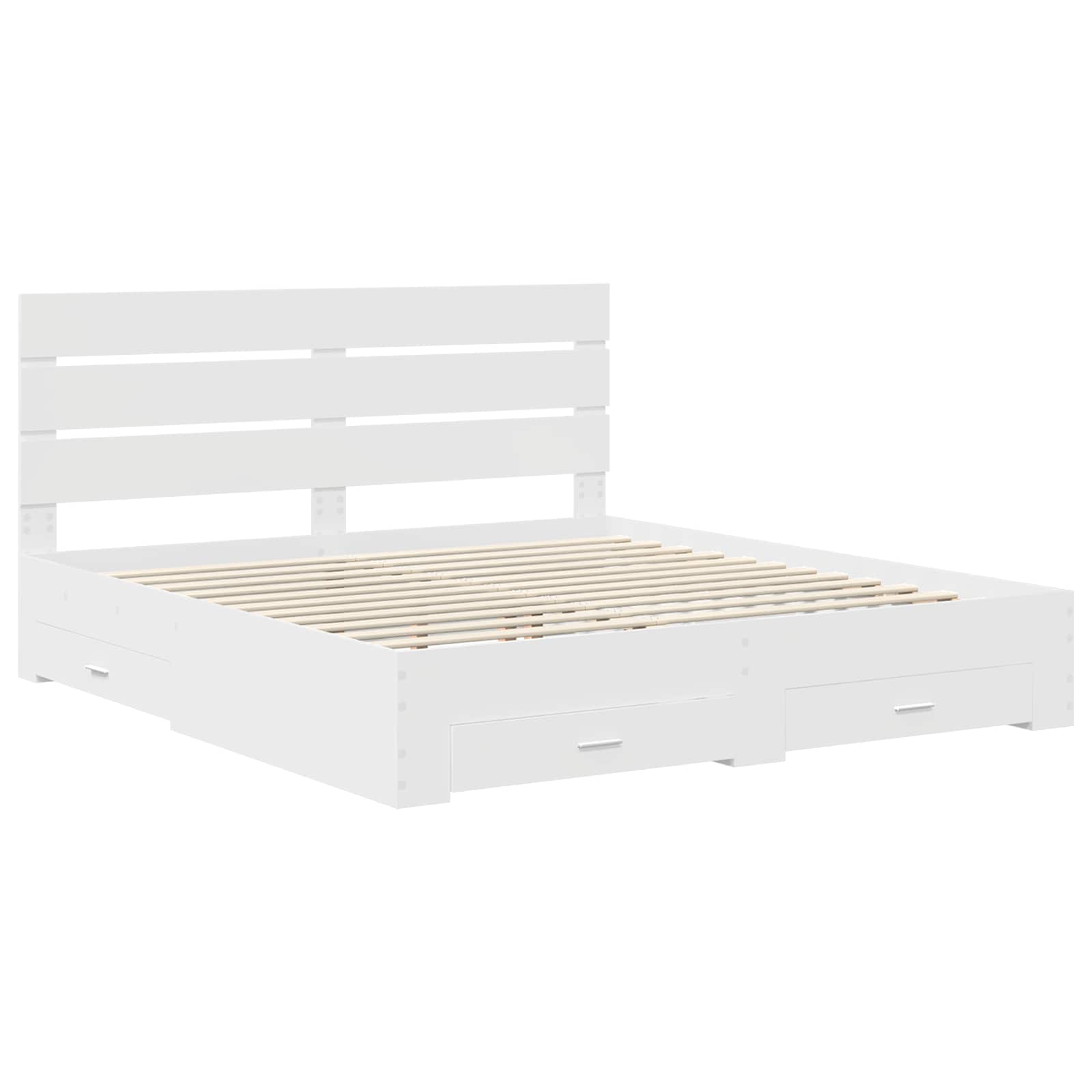 Σκελετός Κρεβατιού Λευκό 200 x 200 cm Επεξεργασμένο ξύλο