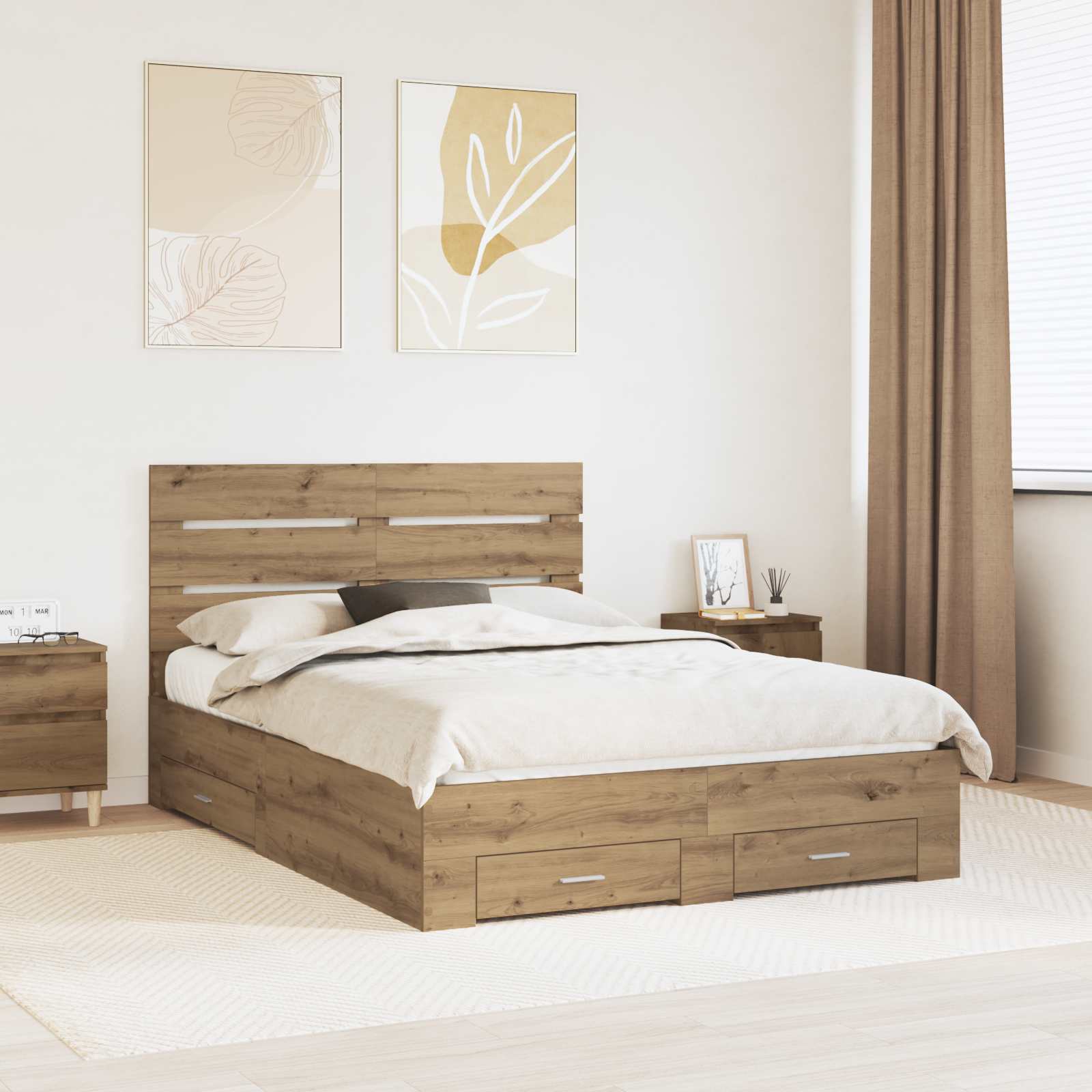 Σκελετός Κρεβατιού Artisan Oak 160 x 200 cm Επεξεργασμένο Ξύλο