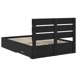 Σκελετός Κρεβατιού Μαύρη Οξυά 140 x 190 cm Επεξεργασμένο Ξύλο
