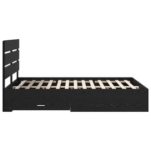 Σκελετός Κρεβατιού Μαύρη Οξυά 140 x 190 cm Επεξεργασμένο Ξύλο