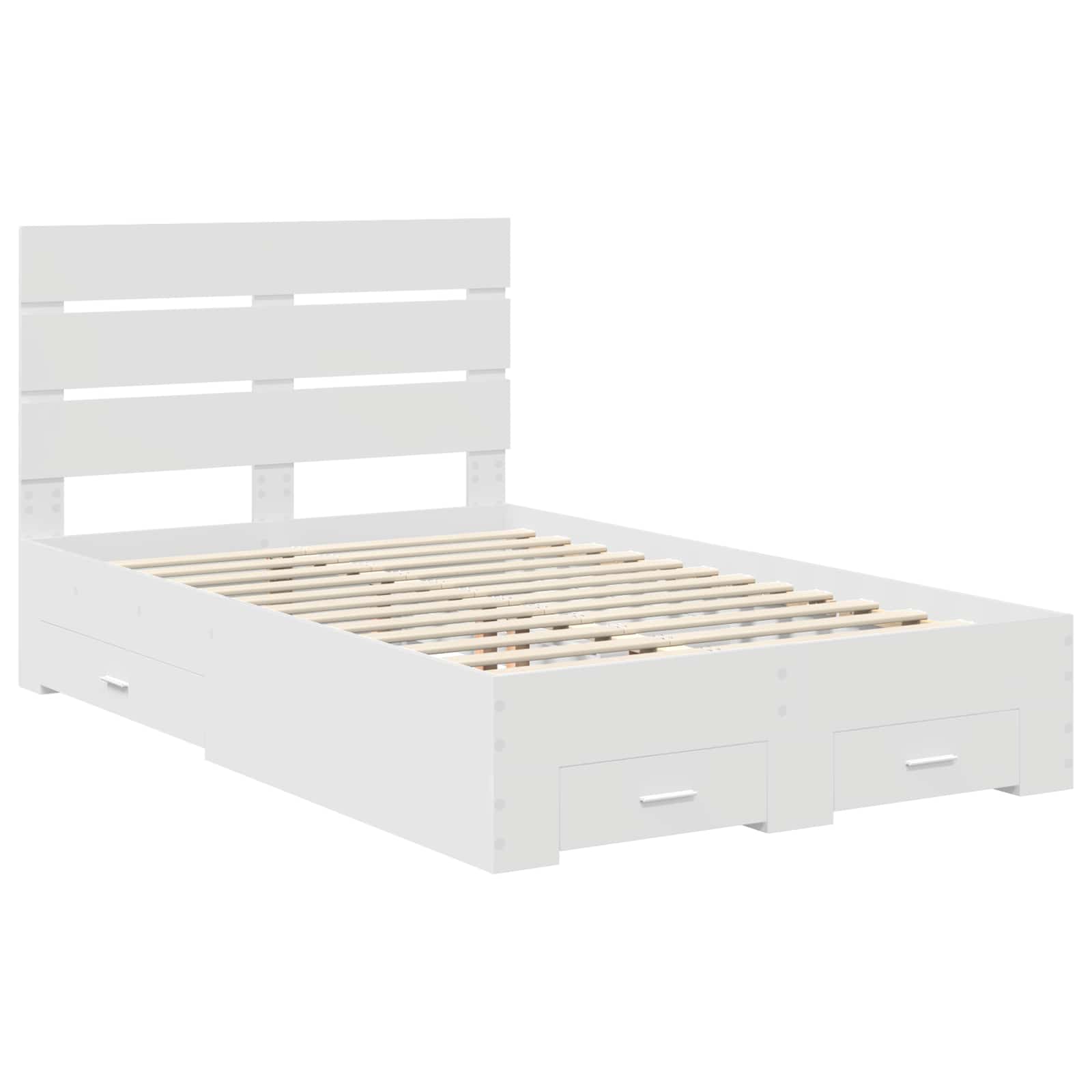 Σκελετός Κρεβατιού Λευκό 135 x 190 cm Επεξεργασμένο Ξύλο