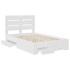 Σκελετός Κρεβατιού Λευκό 135 x 190 cm Επεξεργασμένο Ξύλο