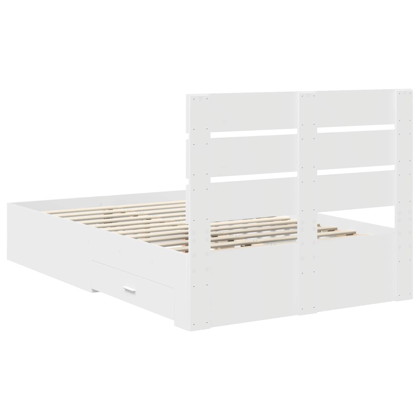 Σκελετός Κρεβατιού Λευκό 135 x 190 cm Επεξεργασμένο Ξύλο